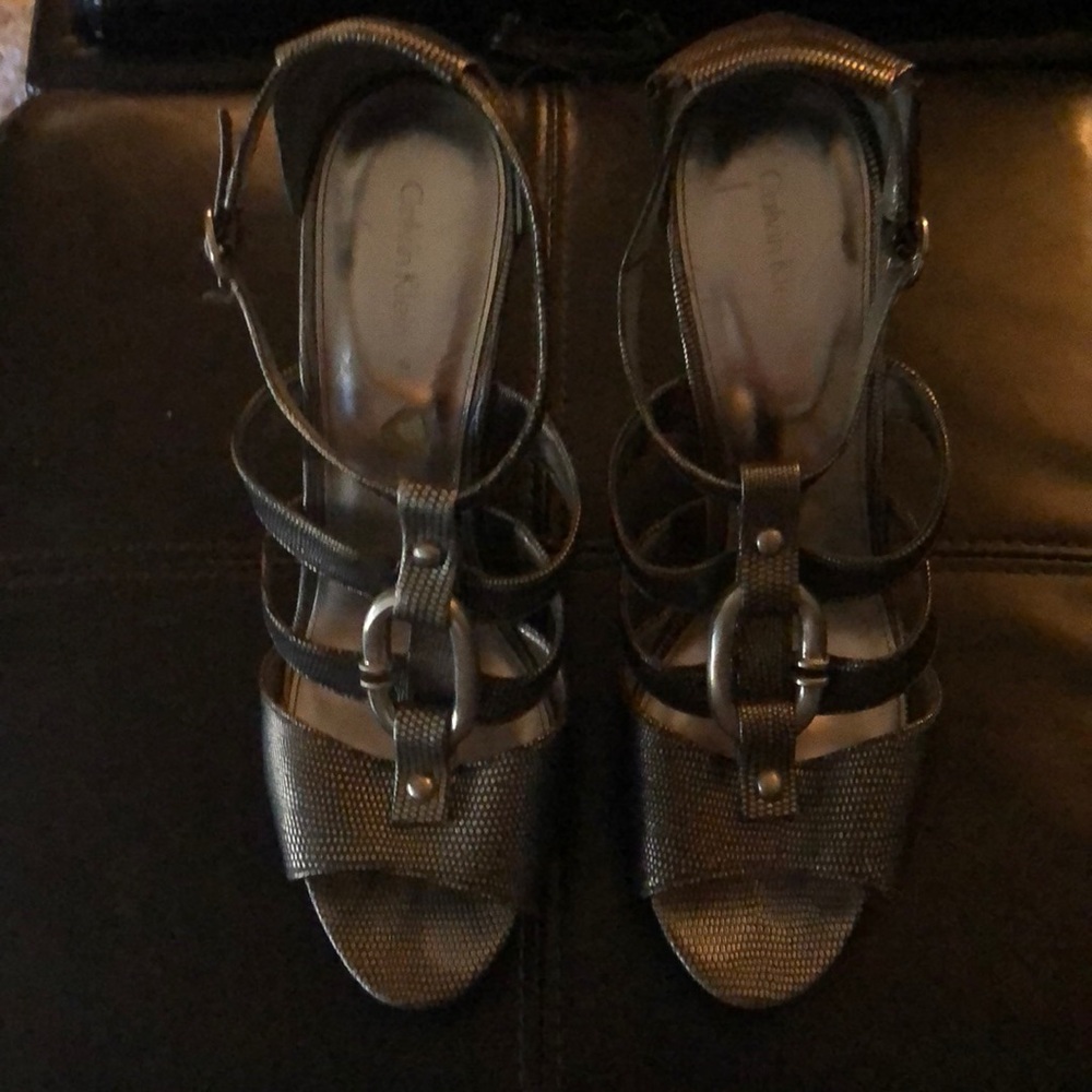 Calvin Klein Silver Wedge Sandal Size 91/2